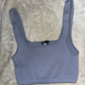 Periwinkle Ribbed Zara Crop Top
